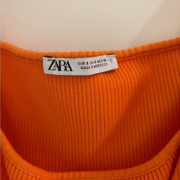 Zara Orange Puff Sleeve Cut Out Dress - Picture 5 of 5